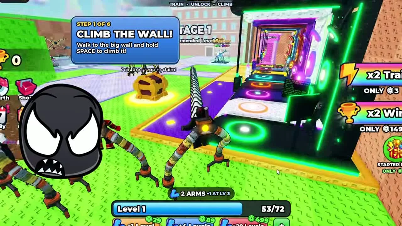 Tutorial instruction to hold SPACE at the wall