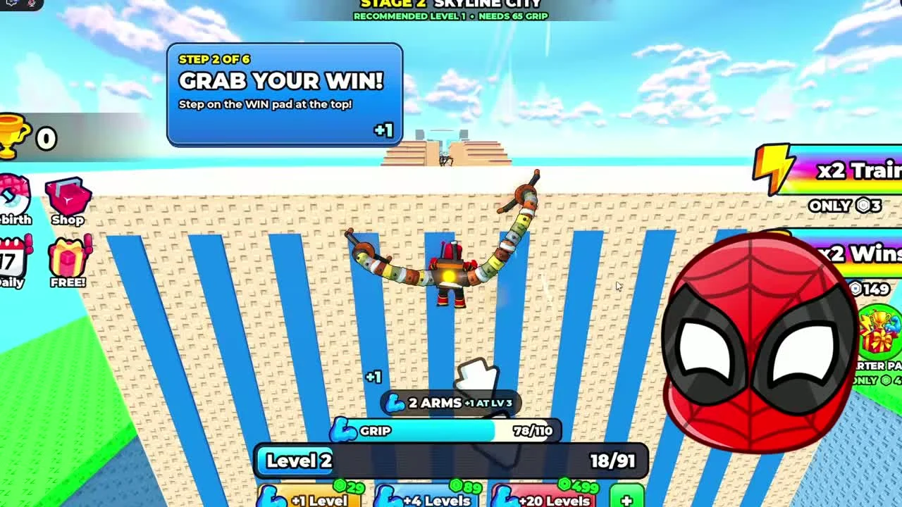 Tutorial instruction to step on the WIN pad