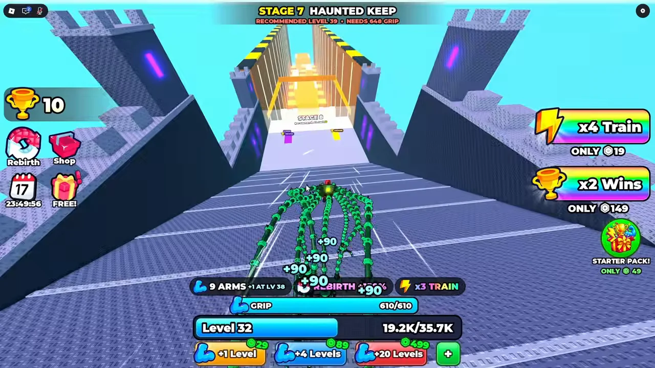Haunted Keep upper walkway facing the next-stage finish pads